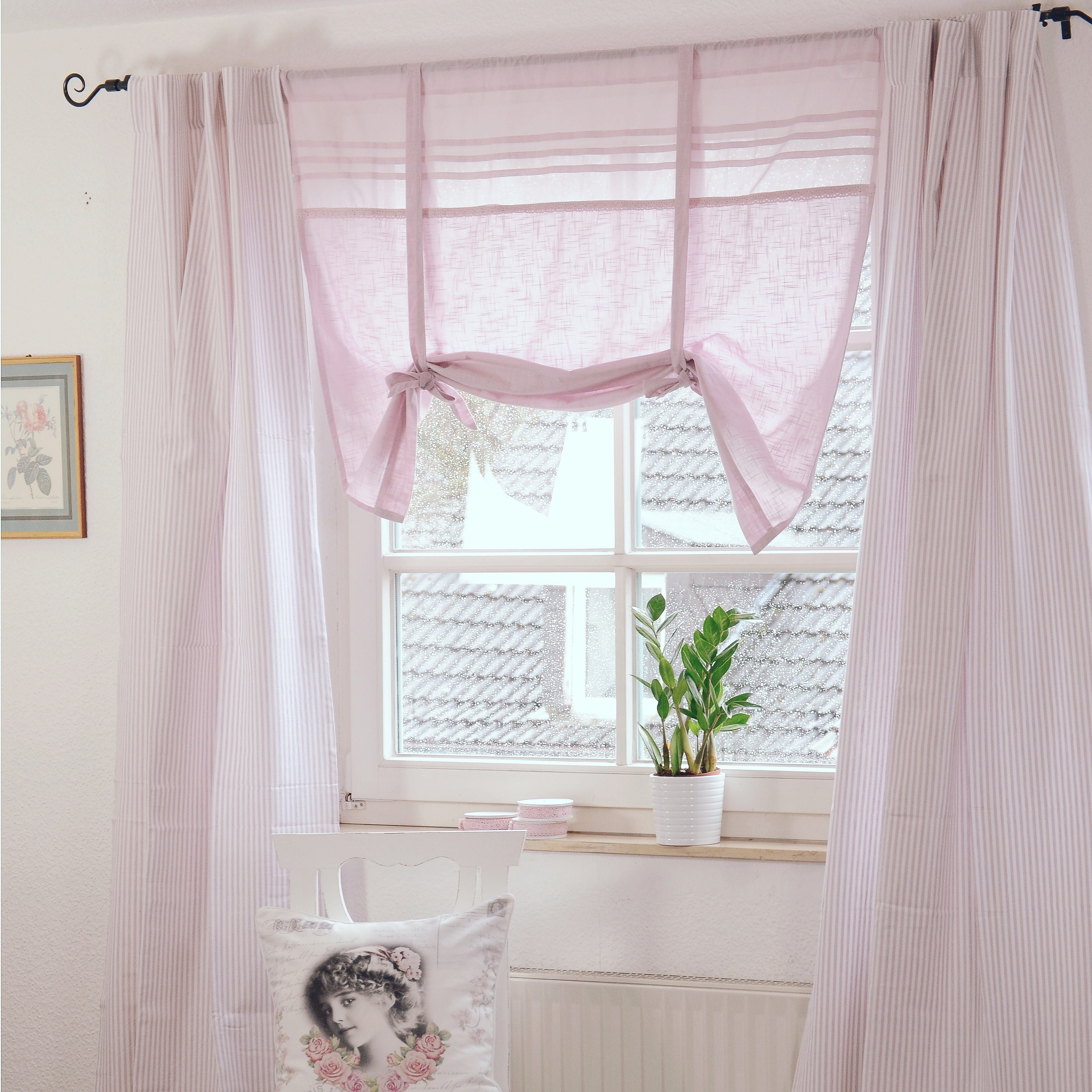 Vorhang Gardine Rosalie 100x250 Cm 2 Stück Set Rosa Shabby